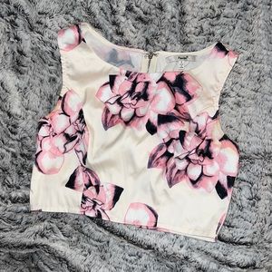Floral crop top high neck